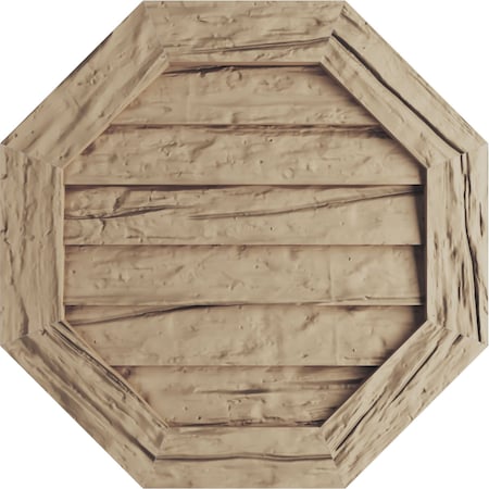 Ekena Millwork Timberthane Riverwood Octagonal Faux Wood Non-Functional Gable Vent, Primed Tan, 30"W x 30"H GVUROC30X30DRWPR